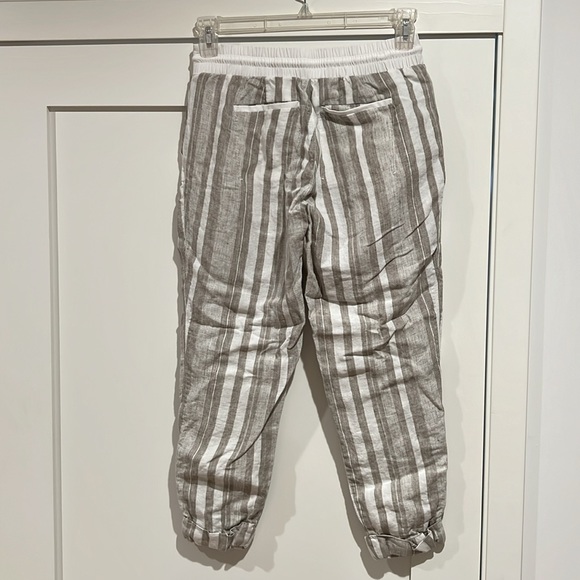 Athleta Linen Striped Drawstring Cuffed Pants - Picture 3 of 7